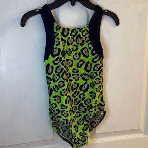 balera Lime Green and Black Leopard Print Dance Leotard